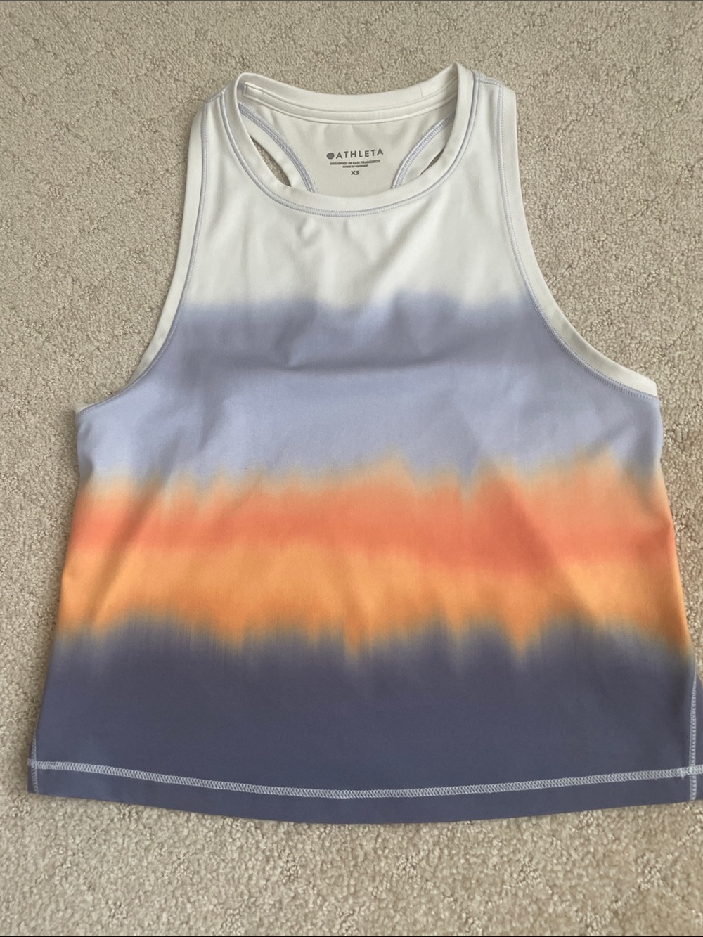 Athleta Sunset Ombre High-Neck Tank — White, Lavender, Orange, Blue